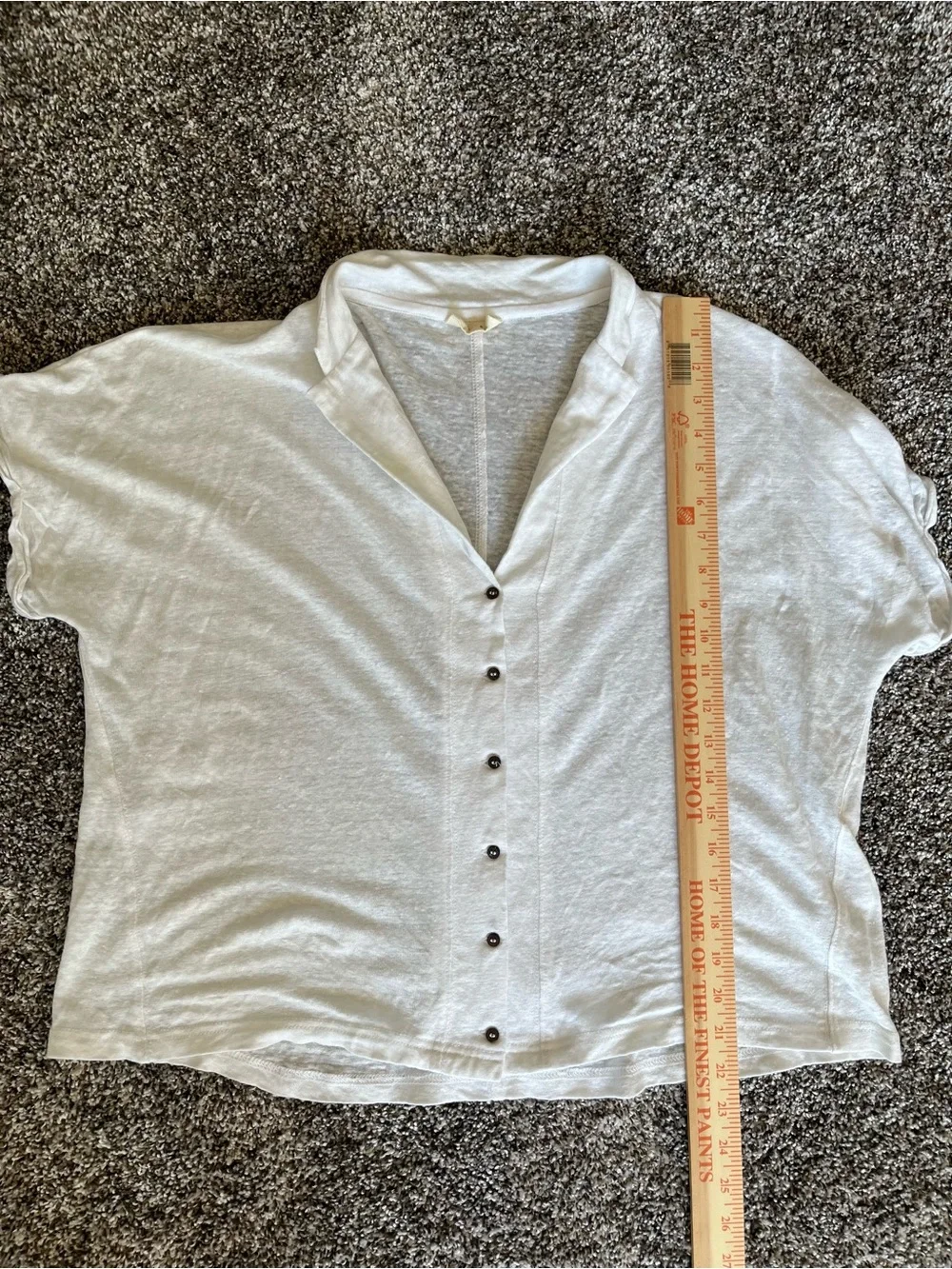 Poetry White Short-Sleeve Boxy Linen Button Down Shirt Size Large (12) - Picture 3 of 6